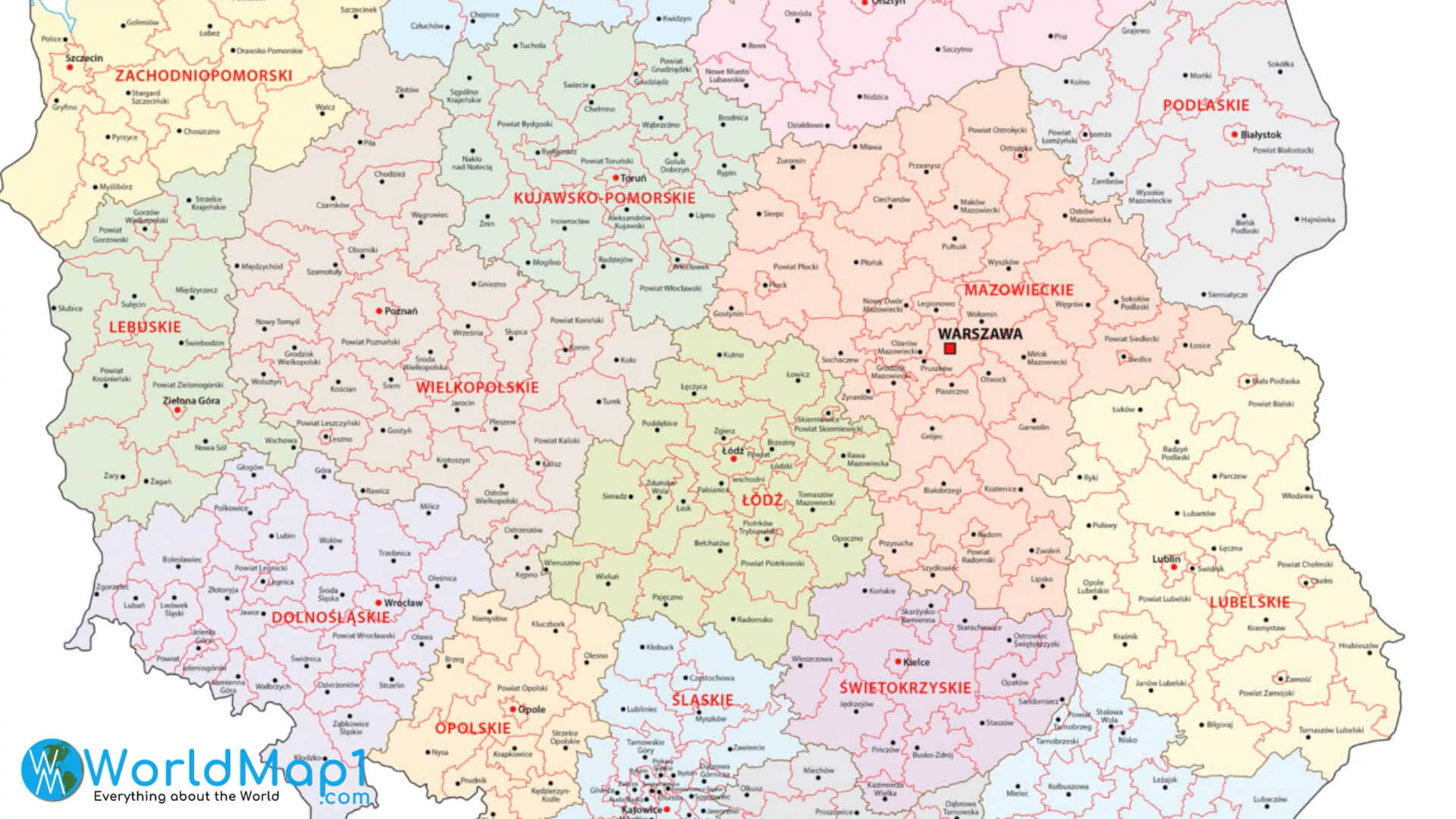 Carte détaillée Pologne
